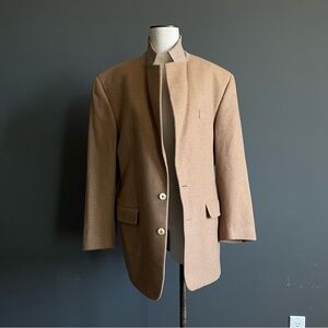 Neiman Marcus Camel Wool Blazer Coat Minimal Tailored Quiet Luxury Chic Capsule